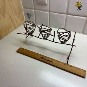 Air Plant Garden Vase / Holder with brassy wire resembling twigs and nest